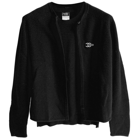 CHANEL | Sweaters | Chanel Cc Logo Crystal Brooch With Sweater Vest And ...